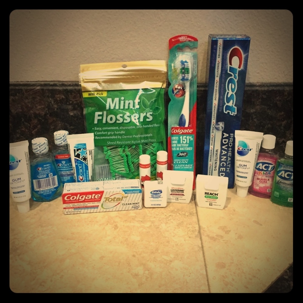 lot of dental hygine products
